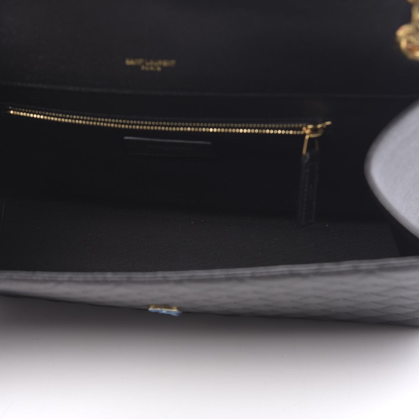 Grain De Poudre Textured Mixed Matelasse Large Triquilt Monogram Satchel Black
