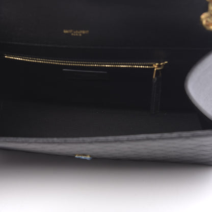 Saint Laurent Grain De Poudre Textured Mixed Matelasse Large Triquilt Monogram Satchel Black 5 of 9