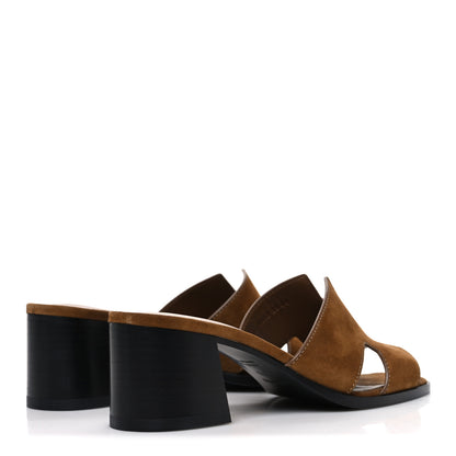 Hermes Velvet Goatskin Helia 60 Sandals 37.5 Brun Fume 5 of 11