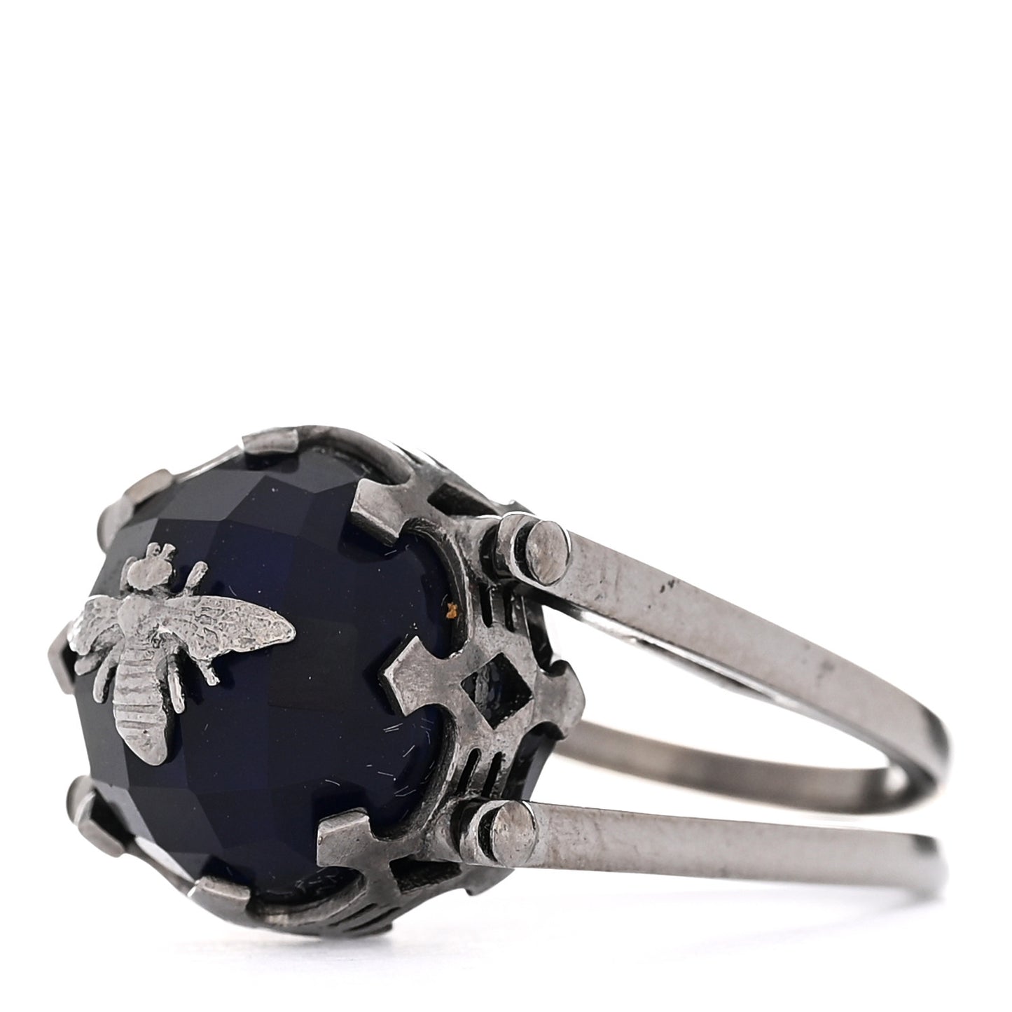 Crystal Metal CD Bee Reversible Ring 6 Silver Black