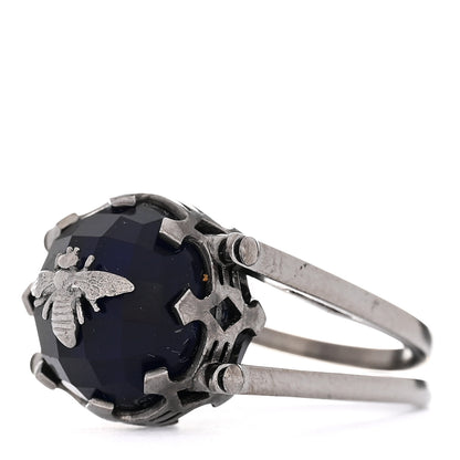 Christian Dior Crystal Metal CD Bee Reversible Ring 6 Silver Black 3 of 6