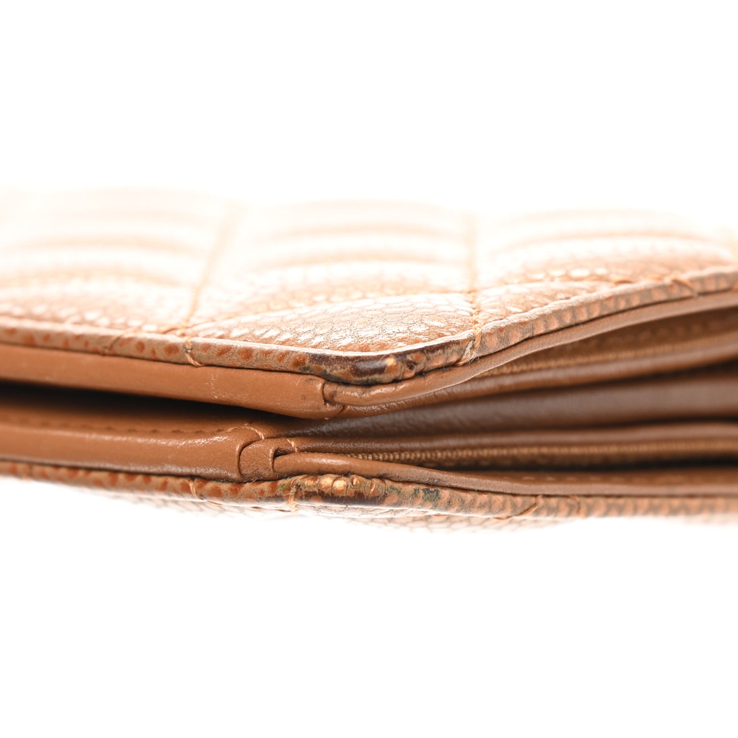 Metallic Caviar Quilted Yen Wallet Gold