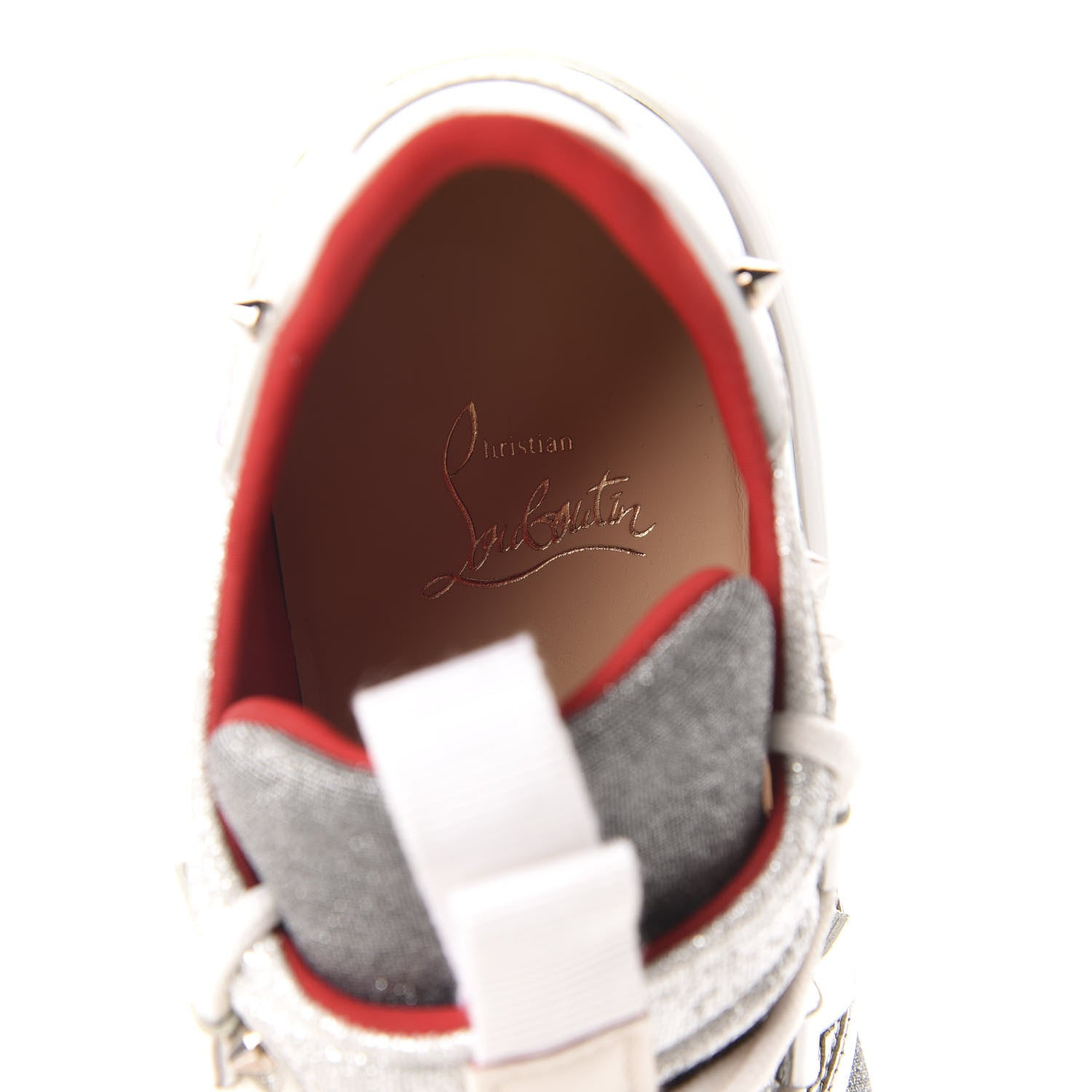 Christian Louboutin Glitter Sunset Red Runner Flat Sneakers 40.5 Silver 6 of 9