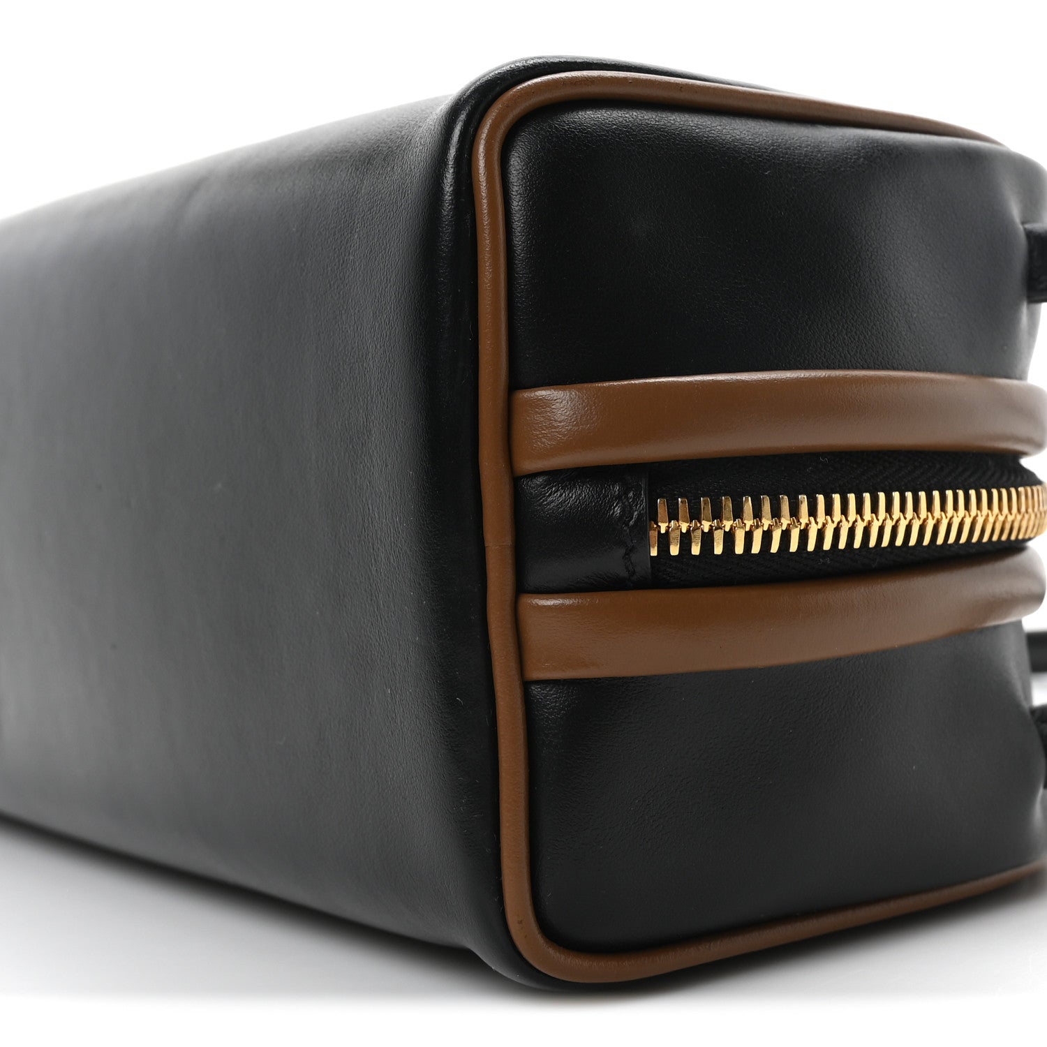 Prada Soft Calfskin Swing Shoulder Bag Black Hazelnut 1756843