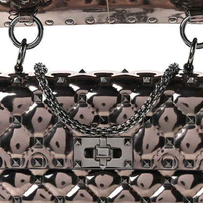Valentino Garavani Metallic Patent Small Rockstud Spike Shoulder Bag Rutenio 7 of 9