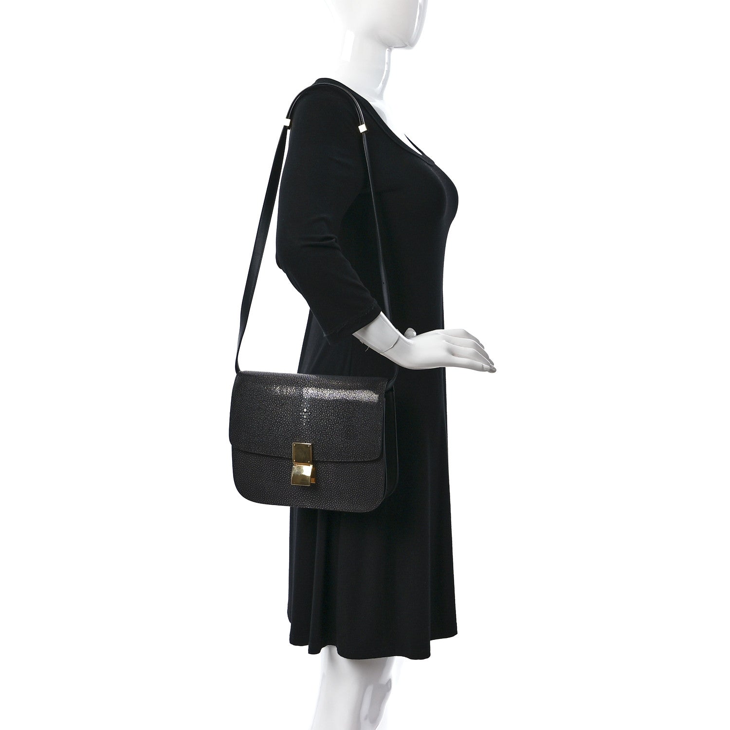 Celine Stingray Medium Classic Box Flap Bag Black 2 of 12