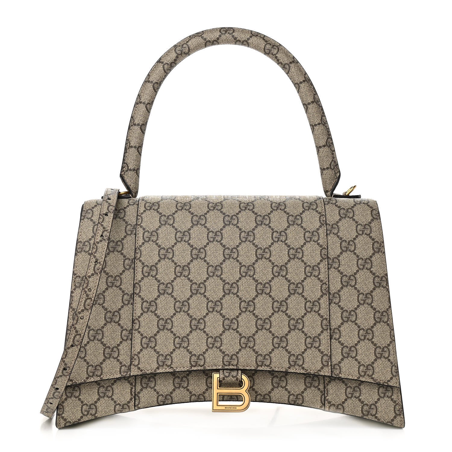 Balenciaga X GUCCI GG Supreme Monogram Medium Hourglass Top Handle Bag Beige Ebony 1 of 10
