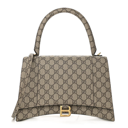 Balenciaga X GUCCI GG Supreme Monogram Medium Hourglass Top Handle Bag Beige Ebony 1 of 10