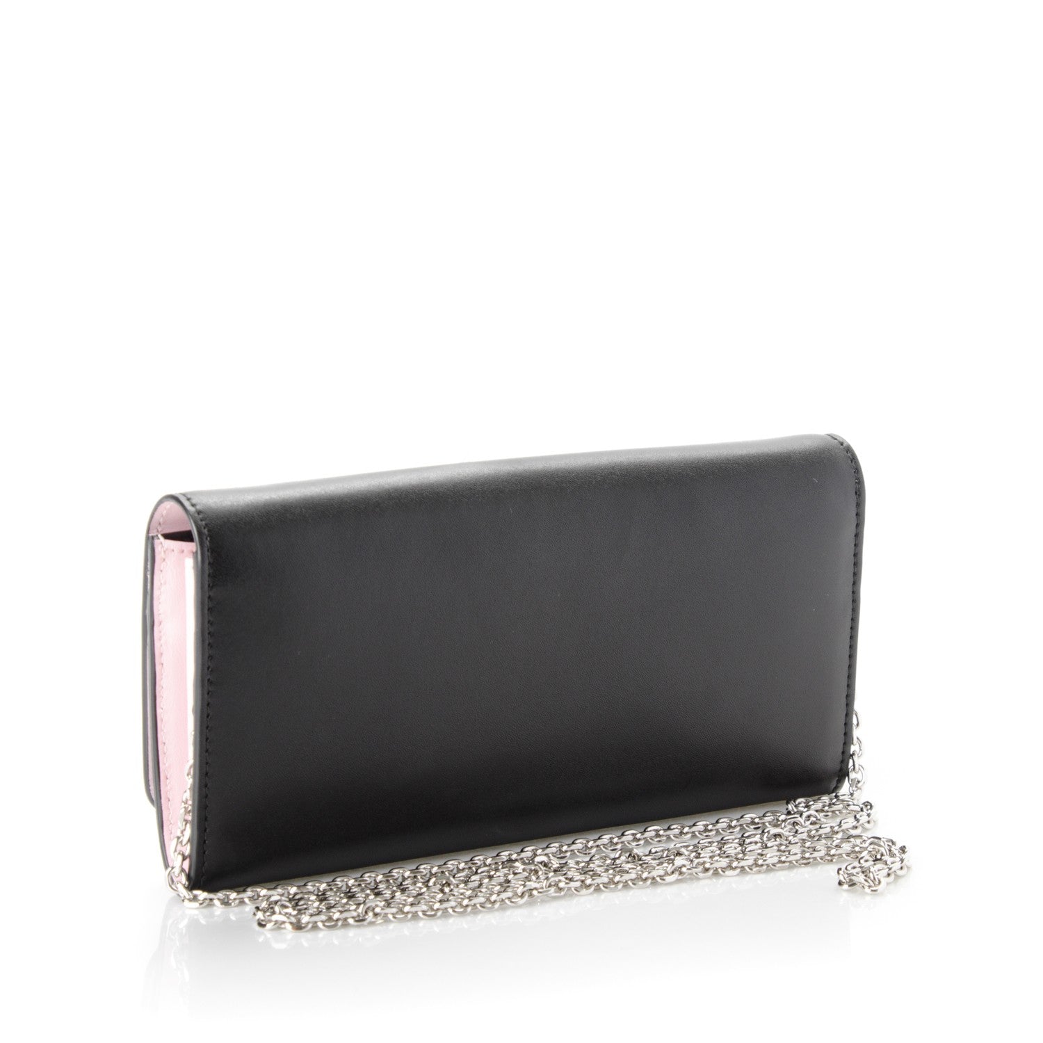 Fendi Calfskin Heart Studded Continental Wallet On Chain Black Red Peonia 3 of 8