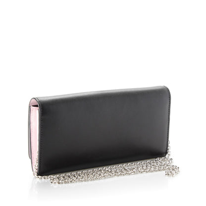 Fendi Calfskin Heart Studded Continental Wallet On Chain Black Red Peonia 3 of 8