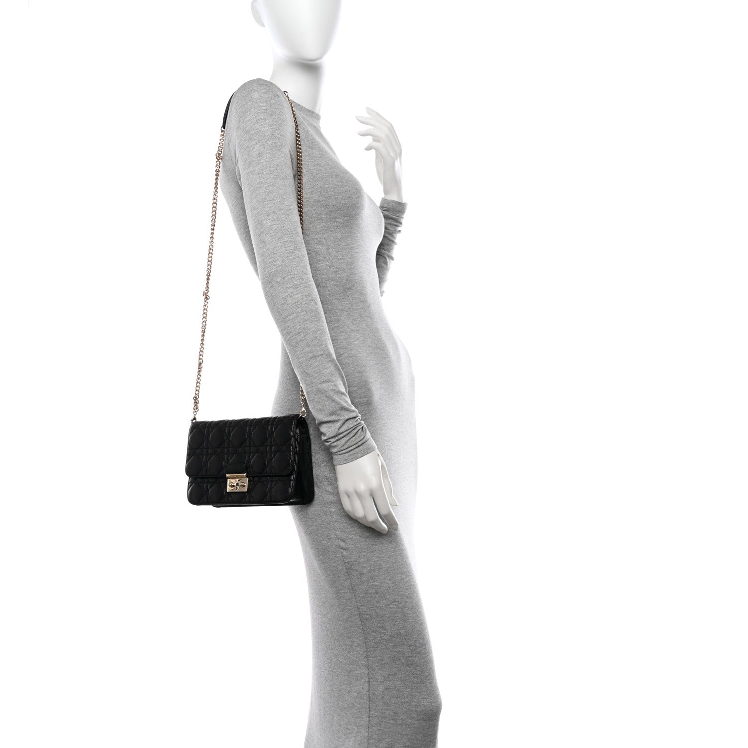 Christian Dior Lambskin Cannage Miss Dior Promenade Pouch Black 2 of 12