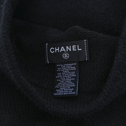 Chanel Cashmere Silk Sequin CC Logo Beanie Hat Black Multicolor 4 of 4