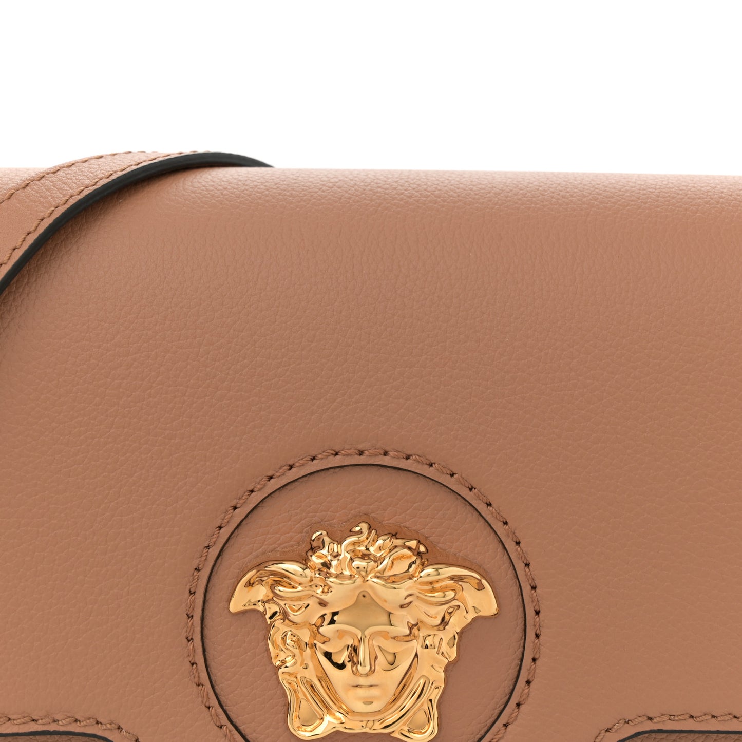 Grained Calfskin La Medusa Flap Shoulder Bag Brown