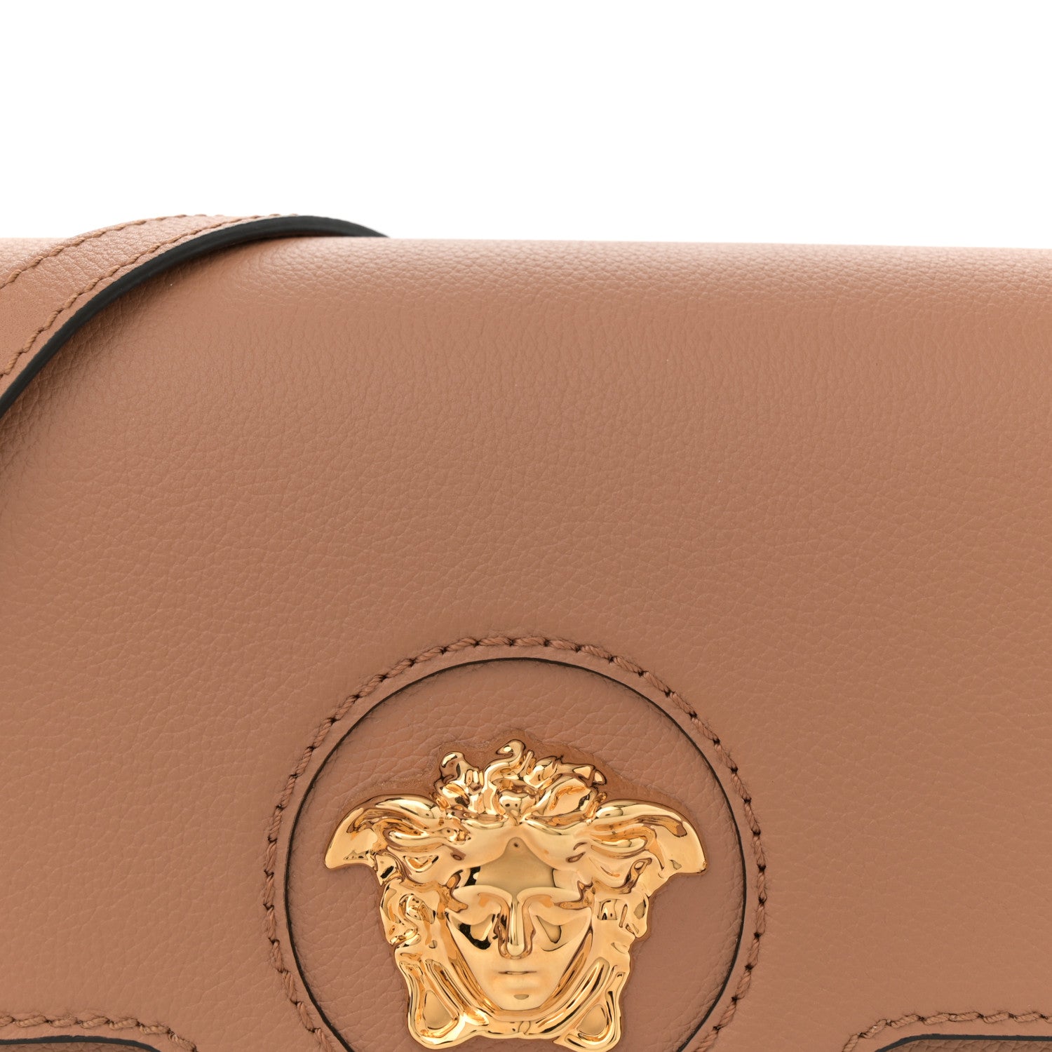 Versace Grained Calfskin La Medusa Flap Shoulder Bag Brown 7 of 9