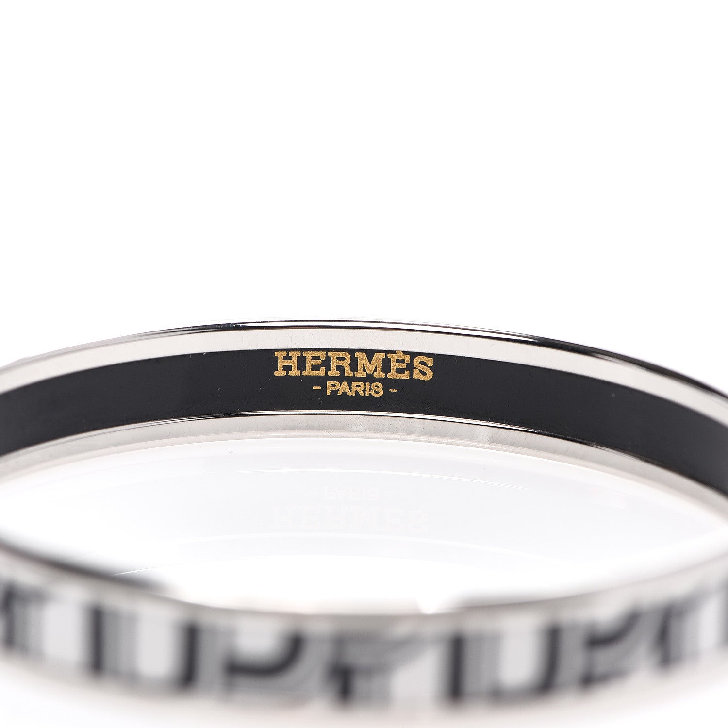 Hermes Enamel Printed Narrow Manufacture De Boucleries Bracelet 62 Faux Gris 3 of 3