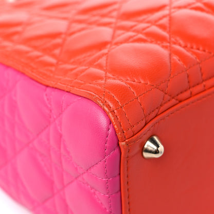 Christian Dior Lambskin Cannage Large Bi-Color Lady Dior Orange Fuchsia 8 of 17
