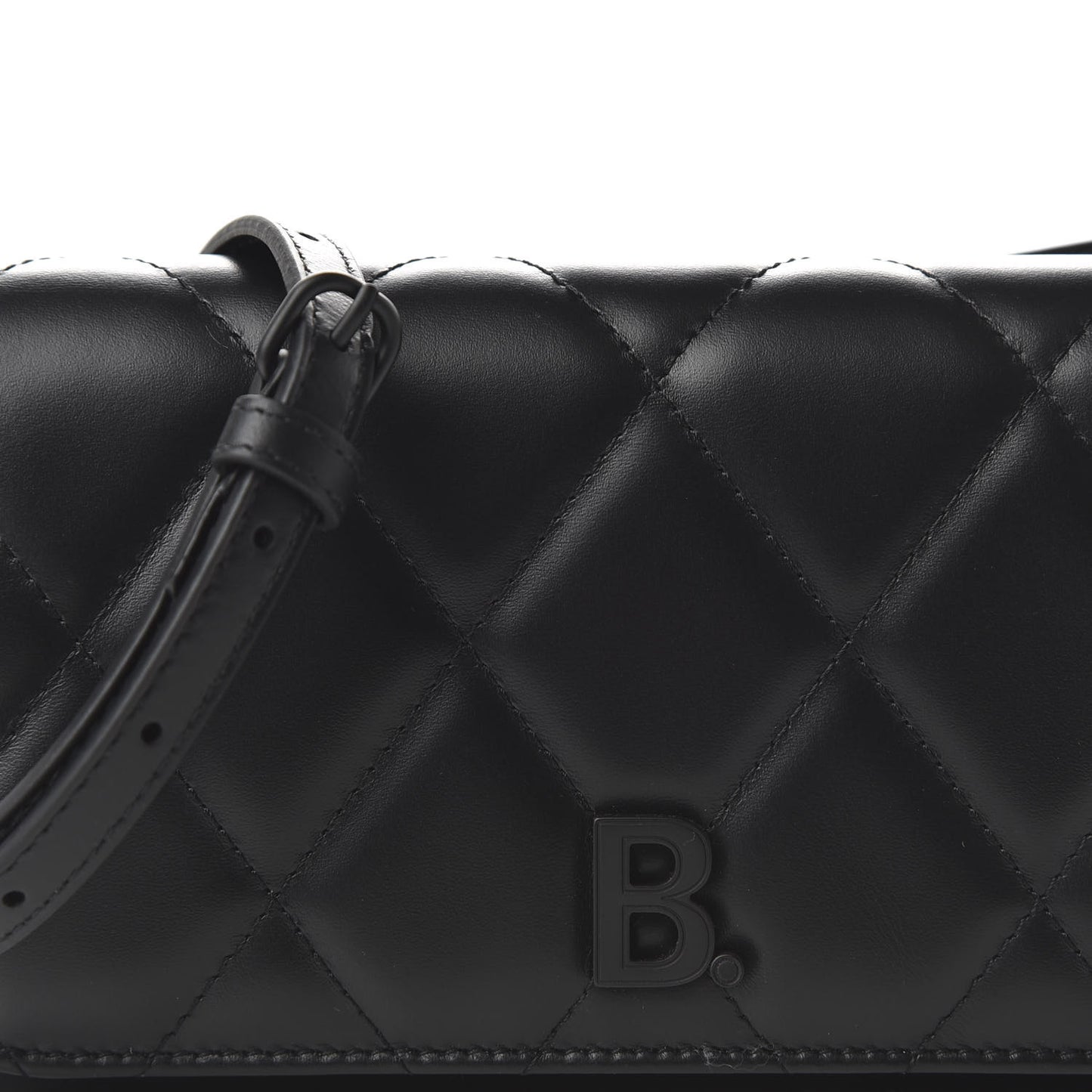 Nappa Calfskin Quilted Touch B Phone Holder With Strap Black