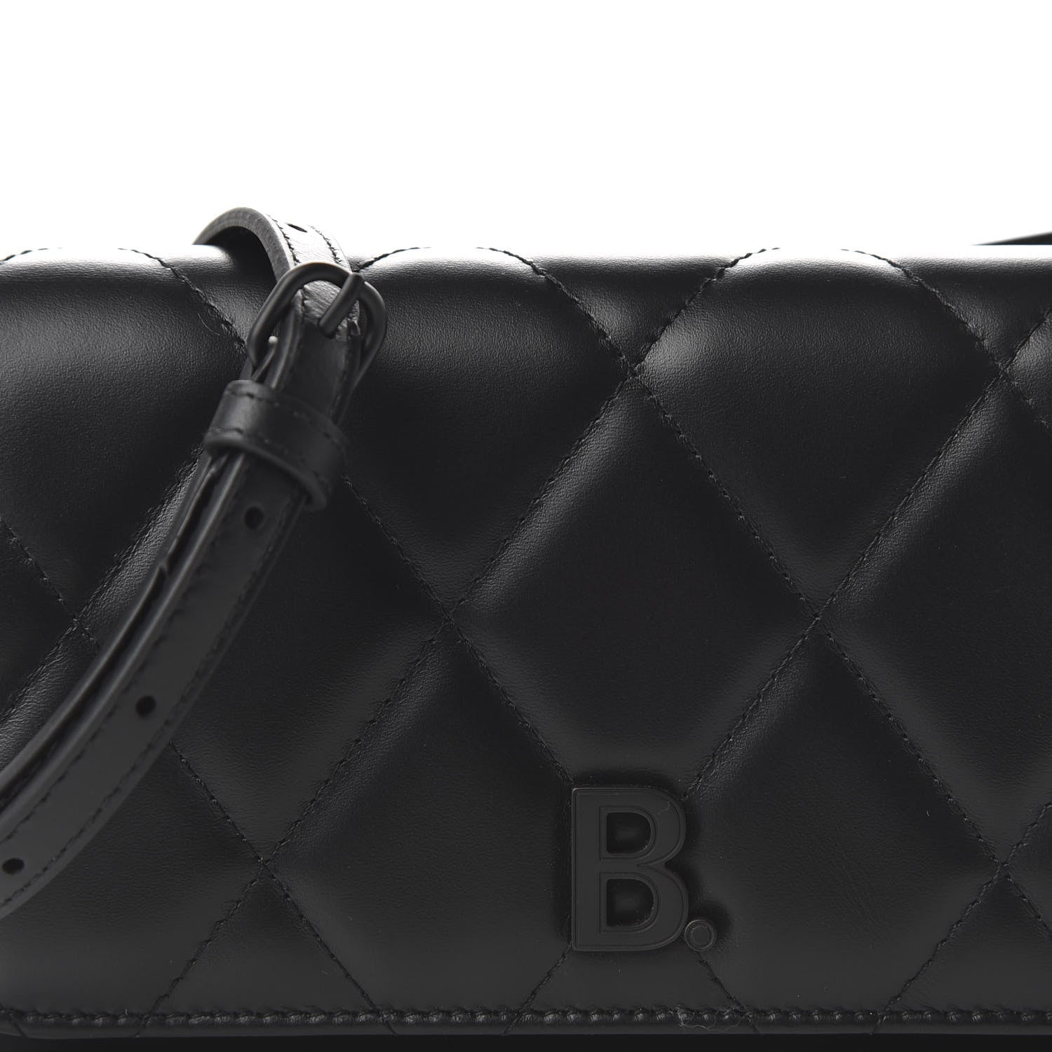 Balenciaga Nappa Calfskin Quilted Touch B Phone Holder With Strap Black 9 of 9