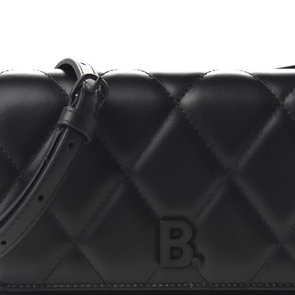Balenciaga Nappa Calfskin Quilted Touch B Phone Holder With Strap Black 9 of 9