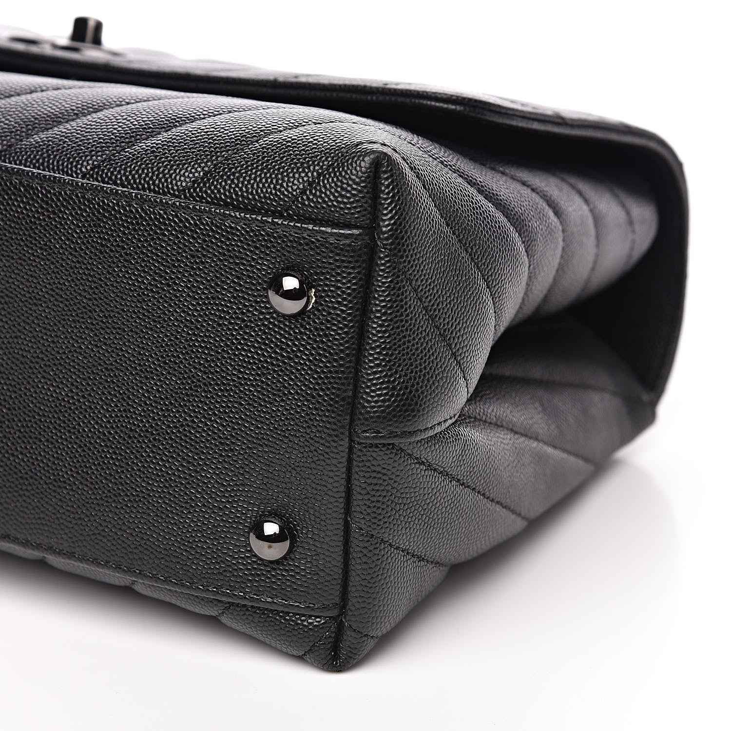 Chanel Caviar Chevron Quilted Small Coco Handle Flap Black 10 of 11