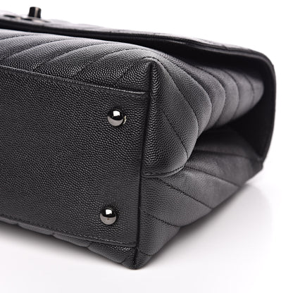 Chanel Caviar Chevron Quilted Small Coco Handle Flap Black 10 of 11