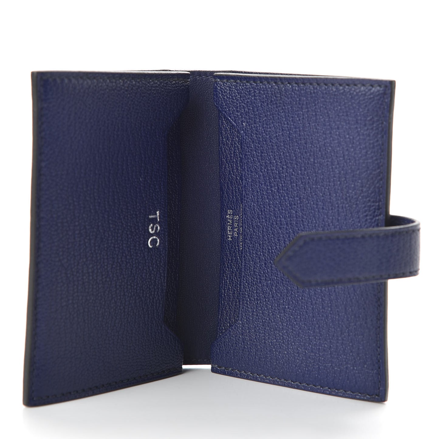 Chevre Mysore Bearn Card Holder Wallet Bleu Encre