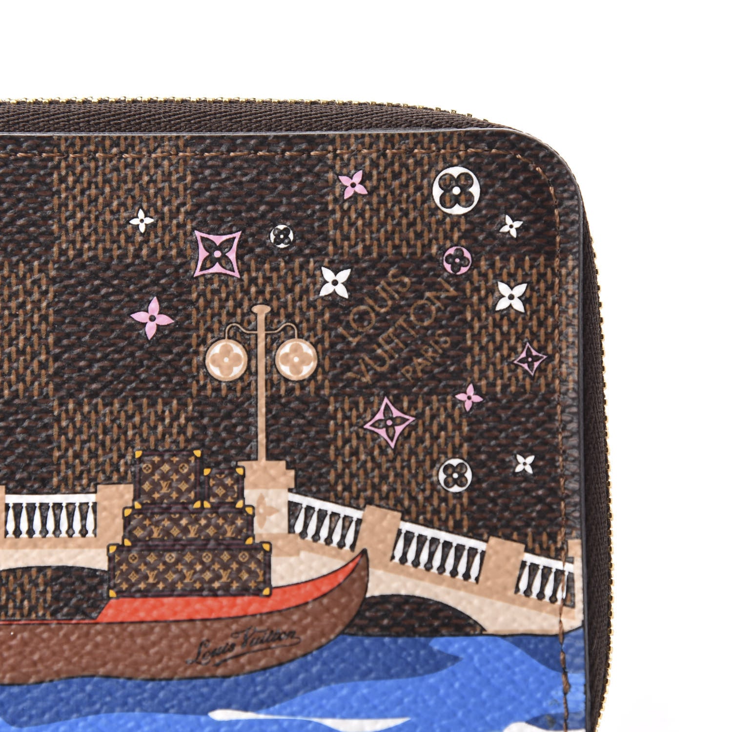 Louis Vuitton Damier Ebene 2019 Christmas Animation Zippy Coin Purse Blue 7 of 8