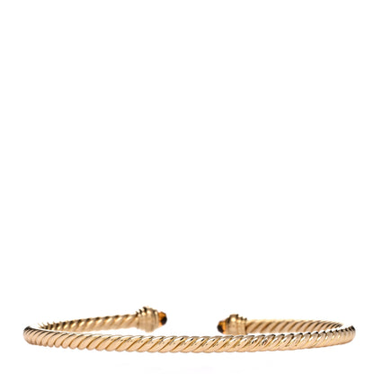 David Yurman 18K Yellow Gold Diamond Citrine 3mm Cablespira Bracelet 2 of 3