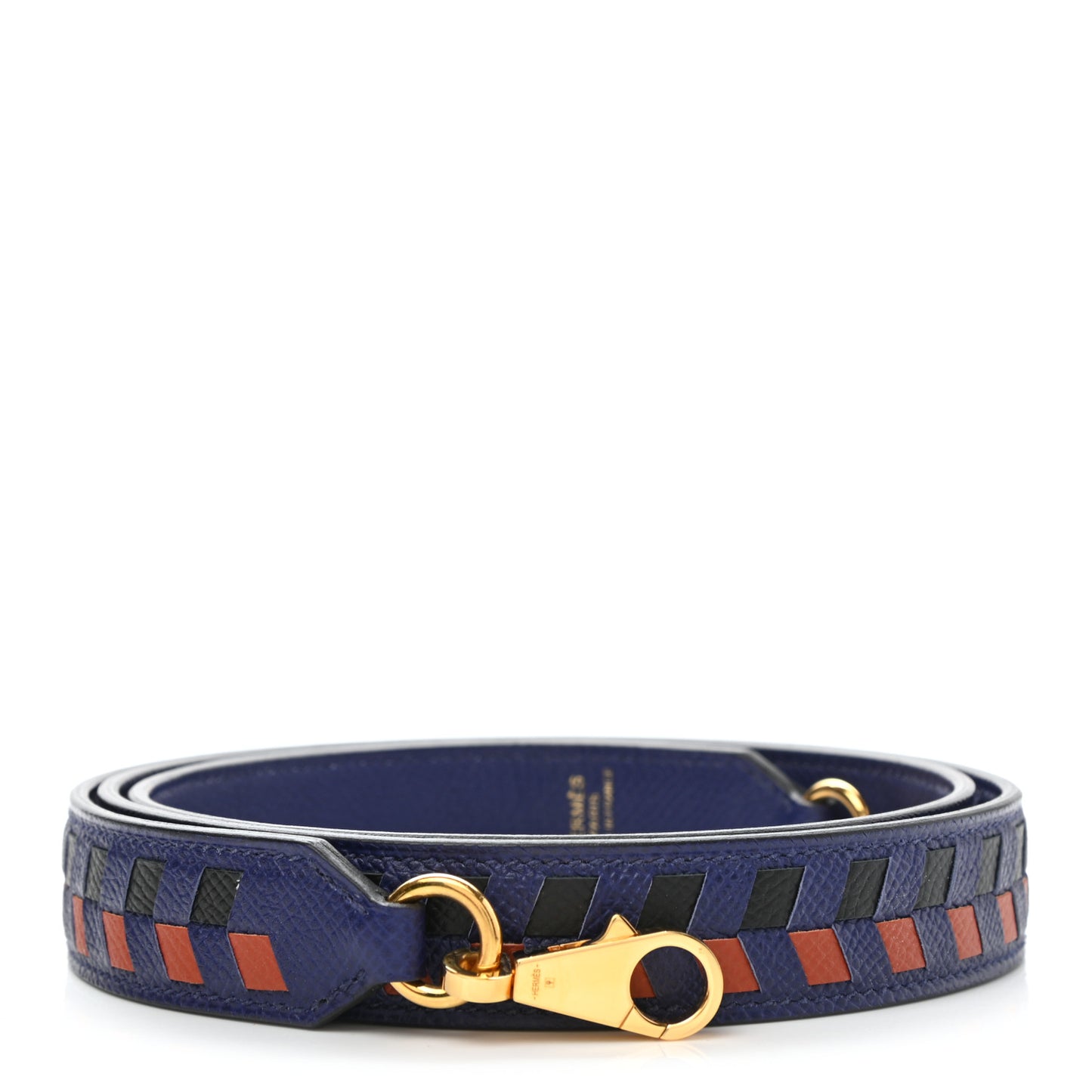 Epsom 25mm Tressage Shoulder Strap Bleu Indigo Noir Terre Battue