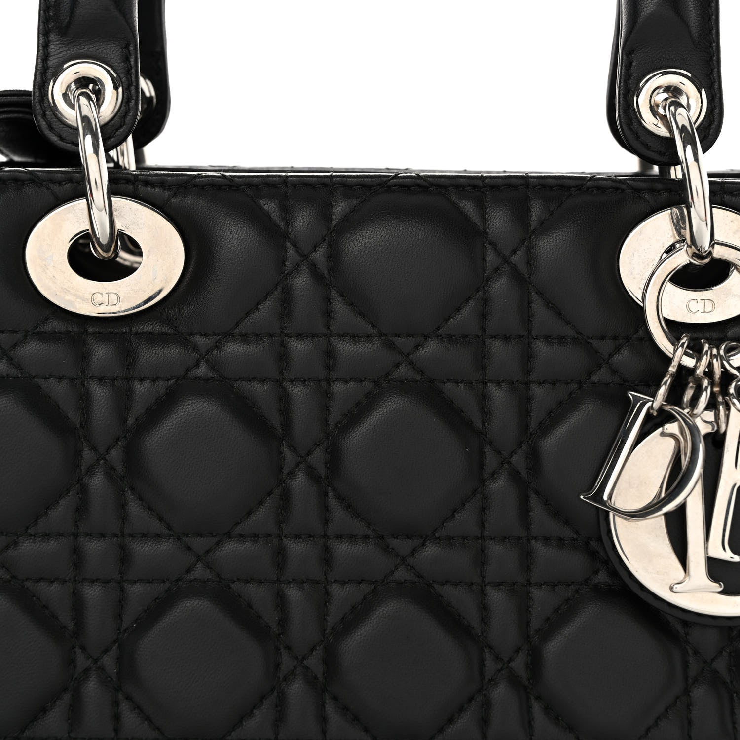 Christian Dior Lambskin Cannage Medium Lady Dior Black 7 of 10