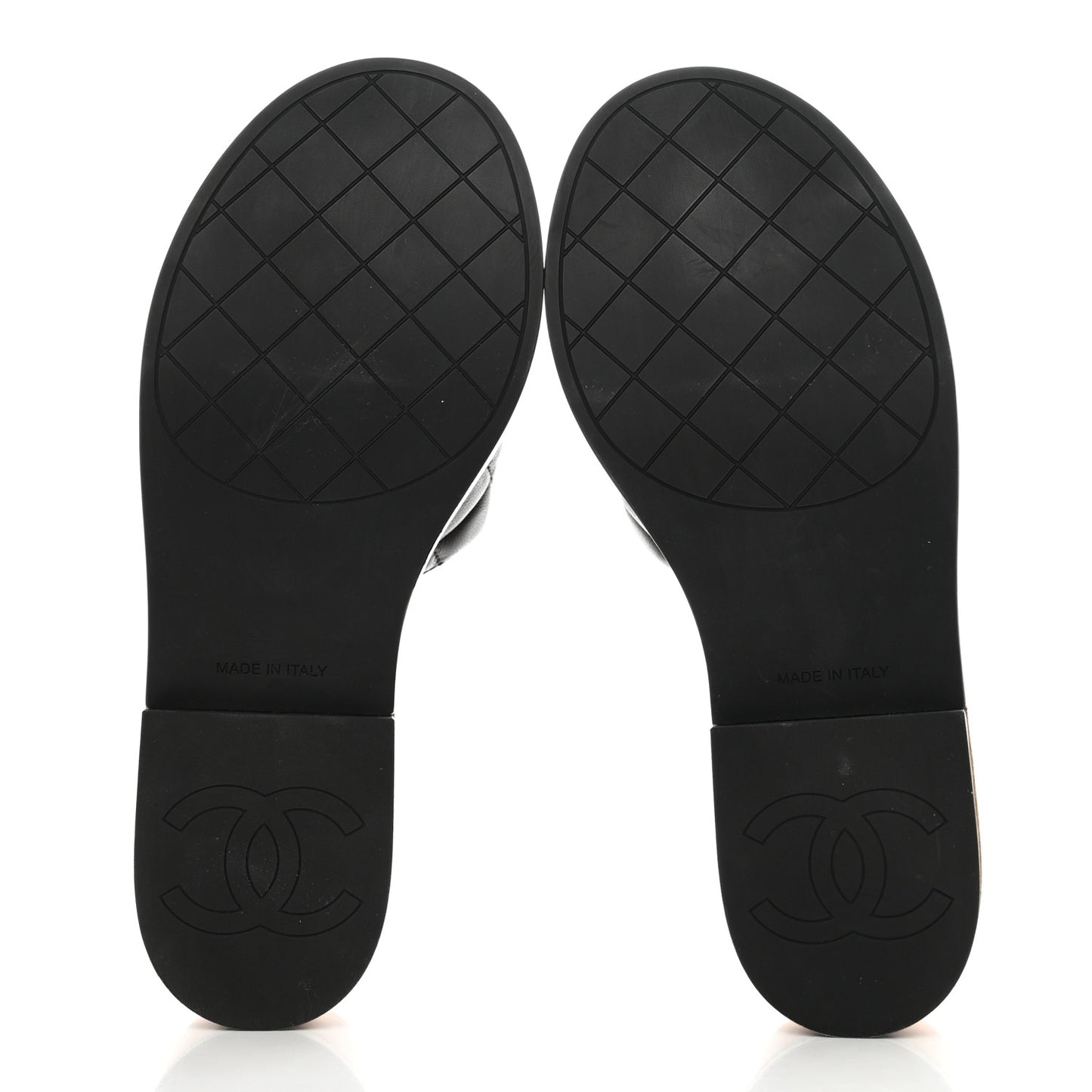 Lambskin Quilted CC Wedge Sandals 37 Black