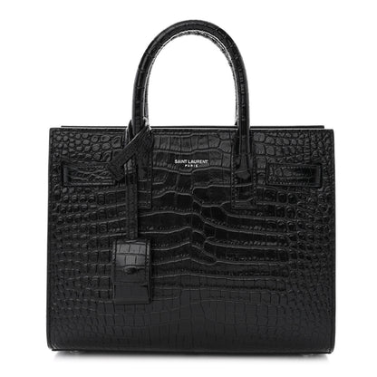 Saint Laurent Calfskin Crocodile Embossed Nano Sac De Jour Black 1 of 14