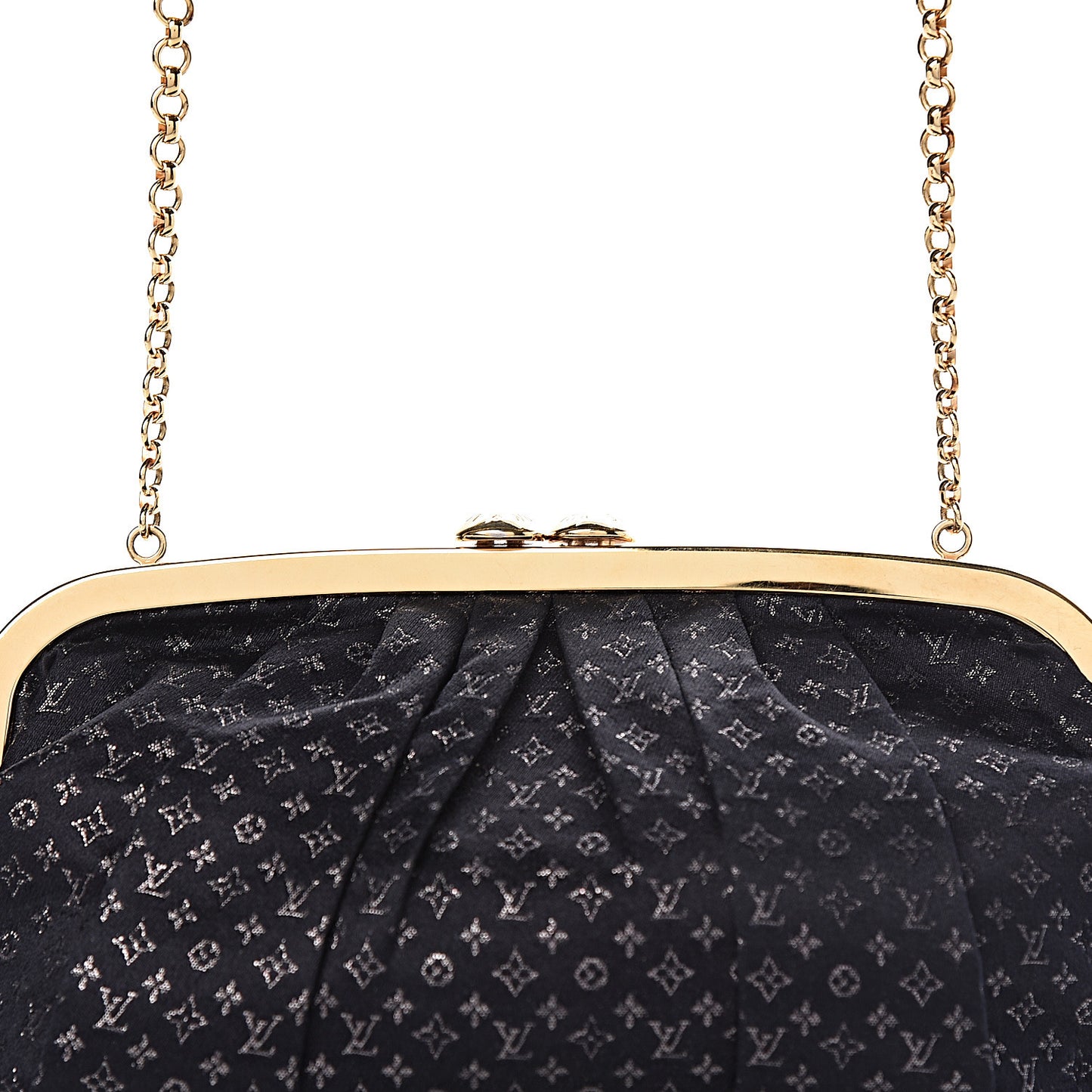 Satin Monogram Aumoniere Clutch Black