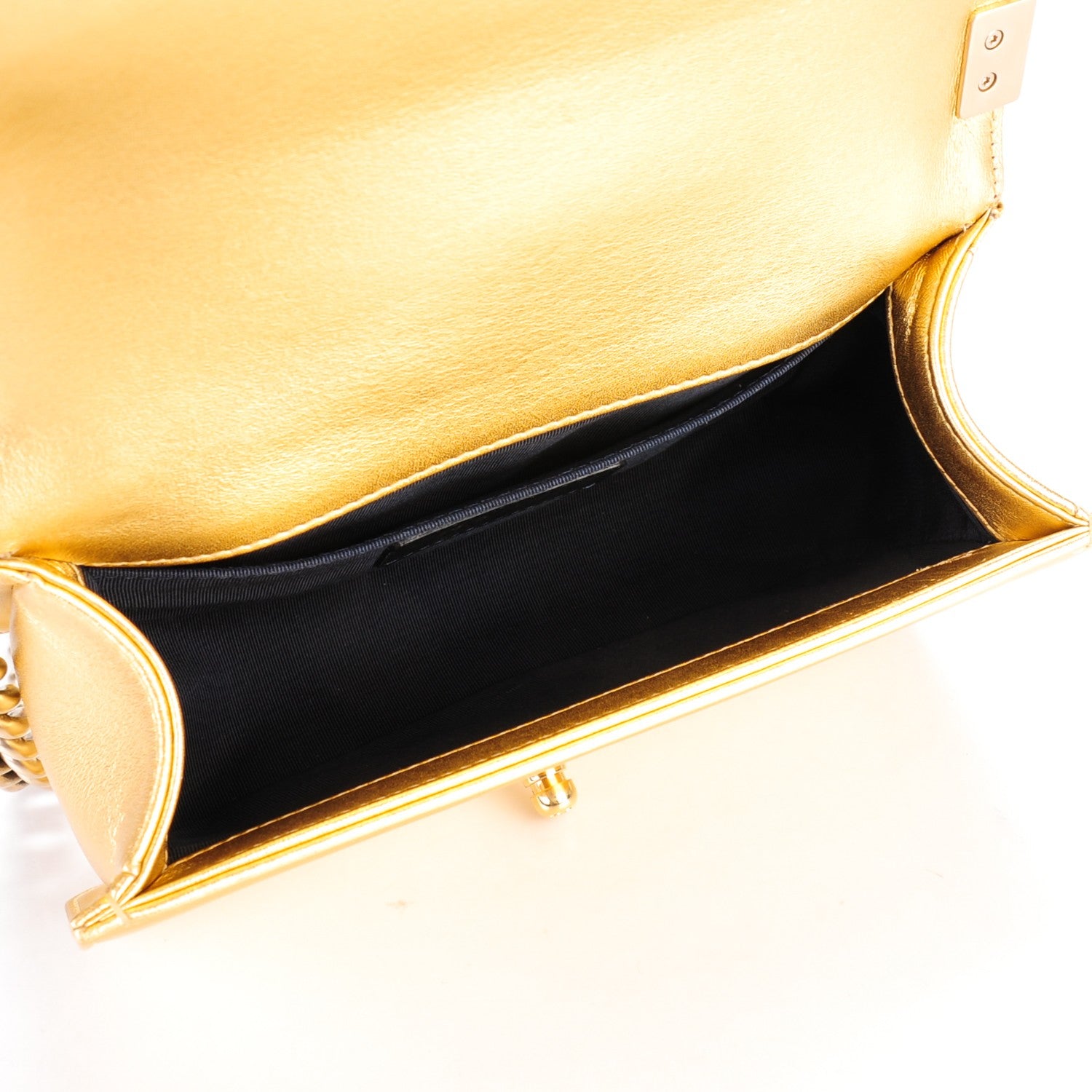 Chanel Metallic Lambskin Embossed Small Cube Boy Flap Gold 5 of 9