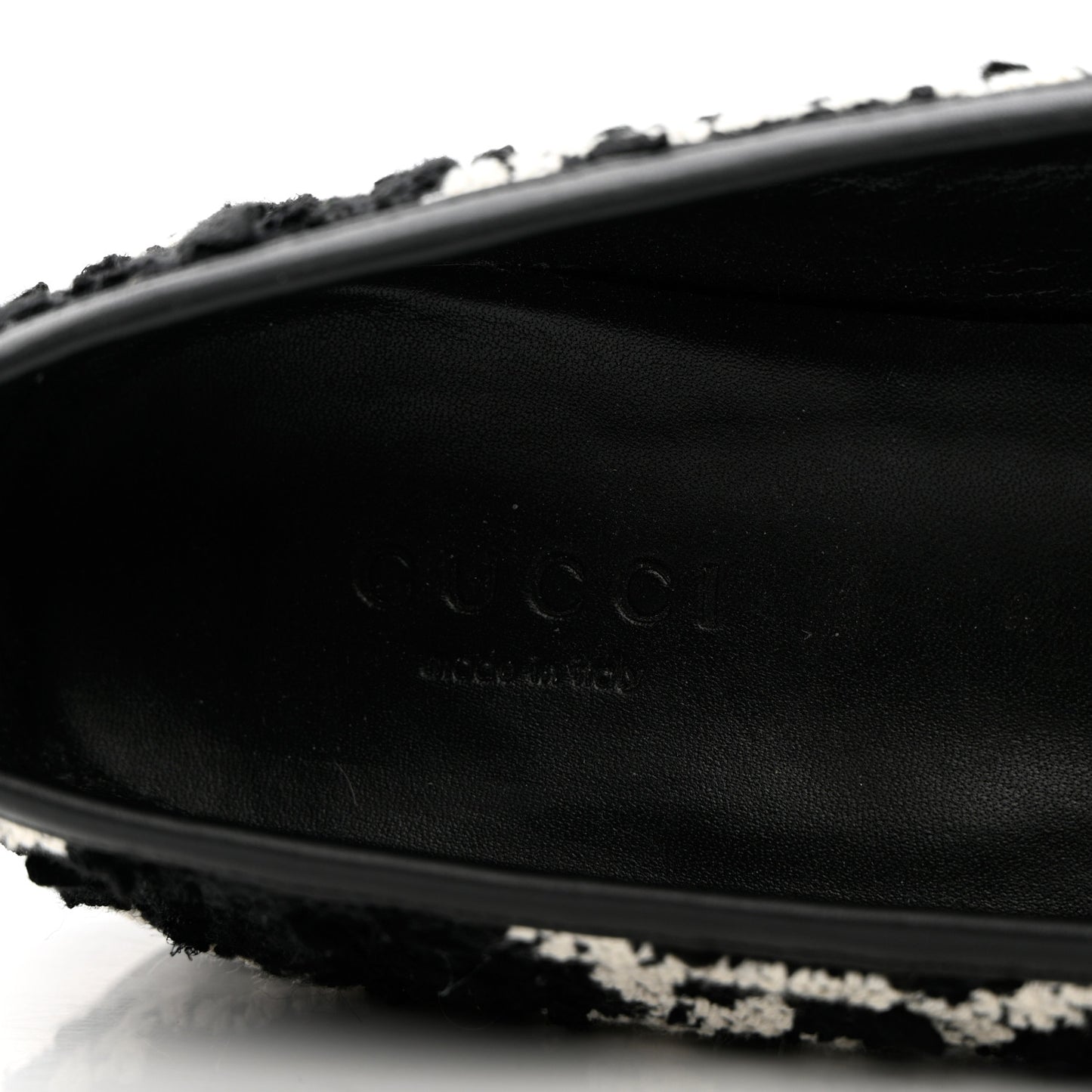 Tweed GG Monogram Horsebit Womens Jordaan Loafers 36.5 Black Natural