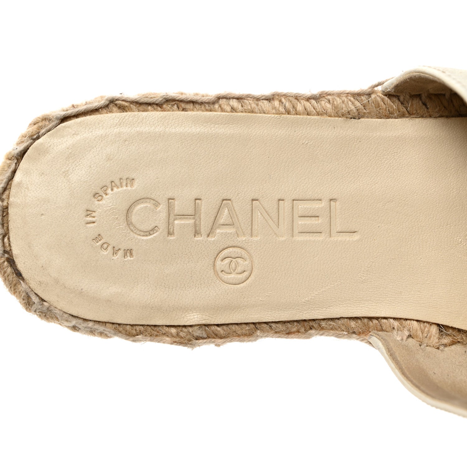 Chanel Iridescent Goatskin CC Espadrille Mules 37 Ivory Black 6 of 8