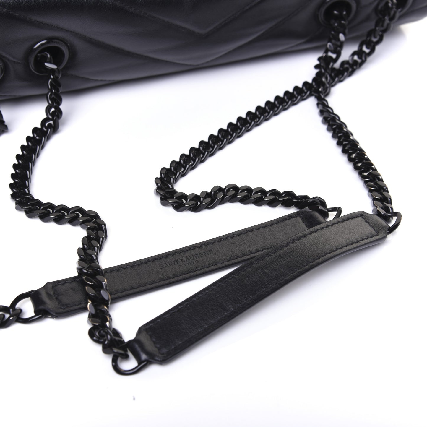 Calfskin Y Quilted Monogram Medium Loulou Chain Satchel Black