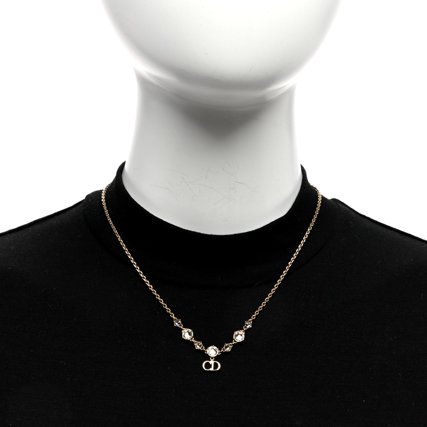 Metal Crystal Clair D Lune Necklace Gold Blue
