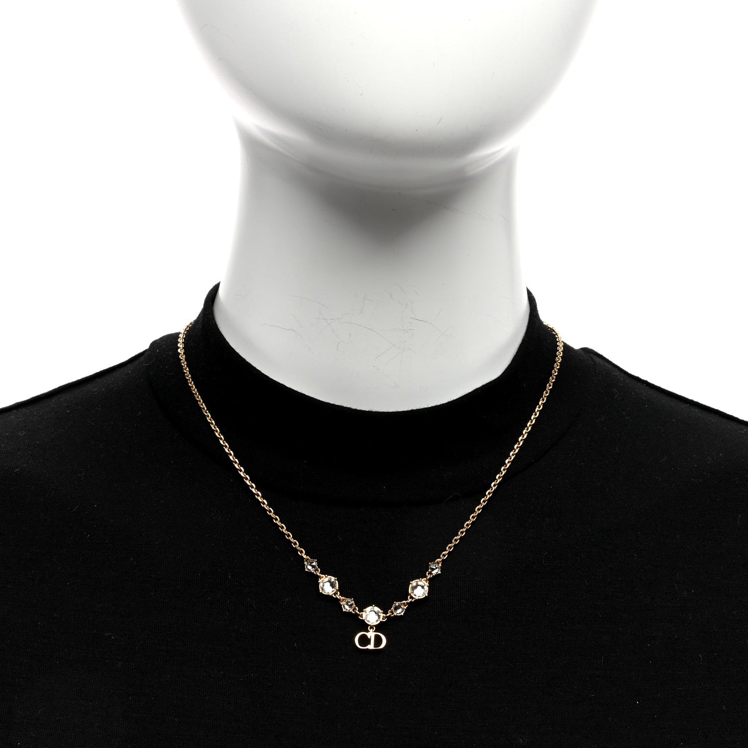 Christian Dior Metal Crystal Clair D Lune Necklace Gold Blue 3 of 5