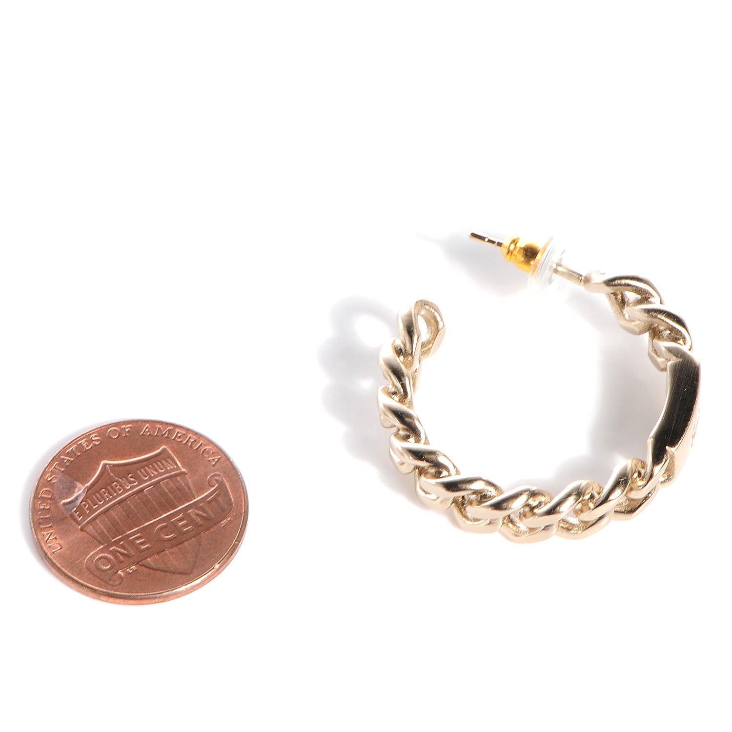 Chanel CC Chain Hoop Earrings Gold 2 of 5