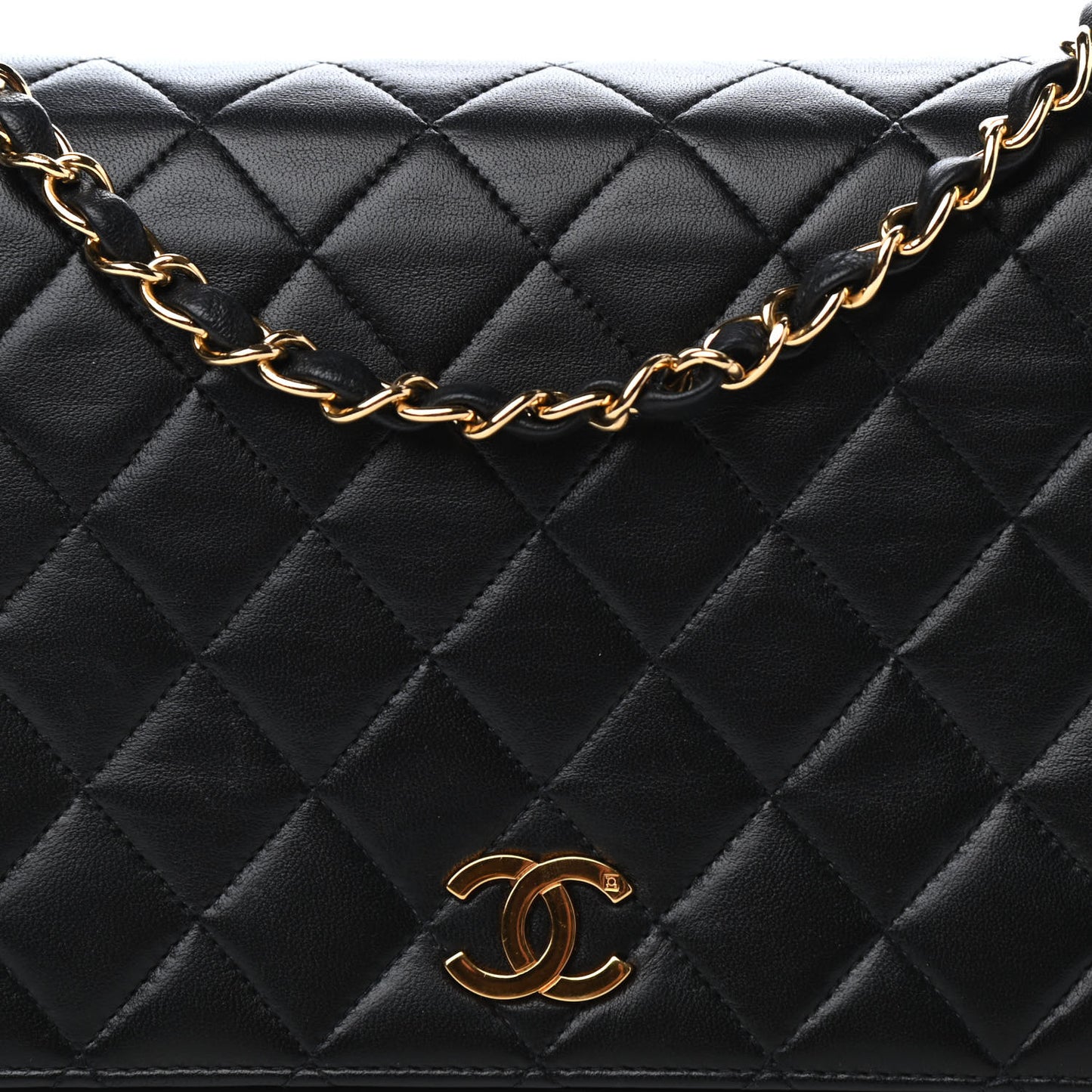 Lambskin Quilted Small Single Flap Black