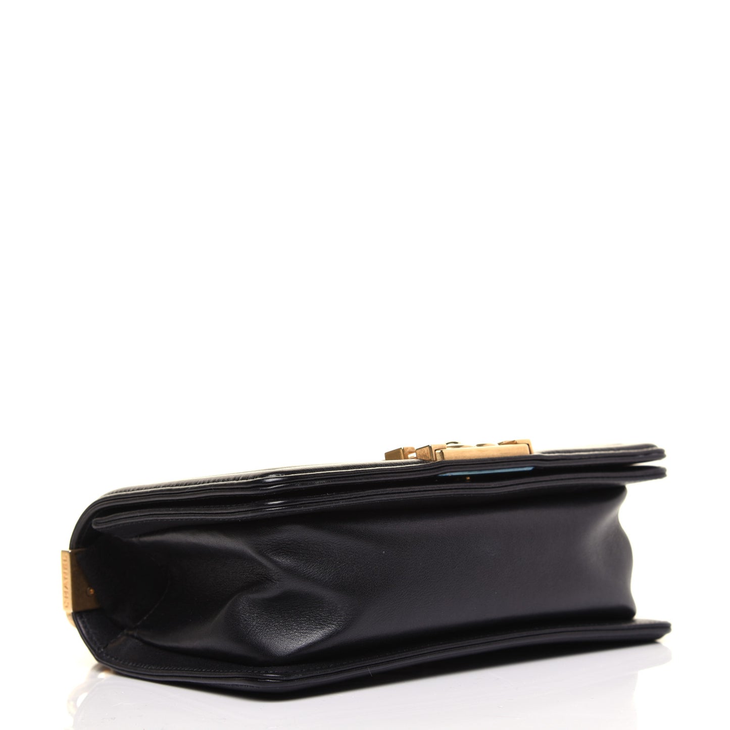 Calfskin Quilted Small Boy Flap Black