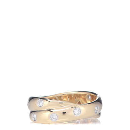 Tiffany 18K Yellow Gold Platinum Diamond Etoile Twist Band Ring 54 6.75 3 of 6
