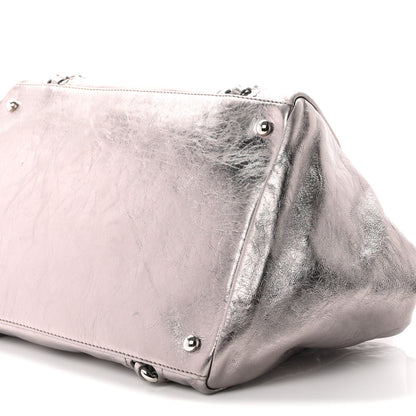 Chanel Metallic Cracked Calfskin Modern Chain Tote Dark Silver 9 of 9