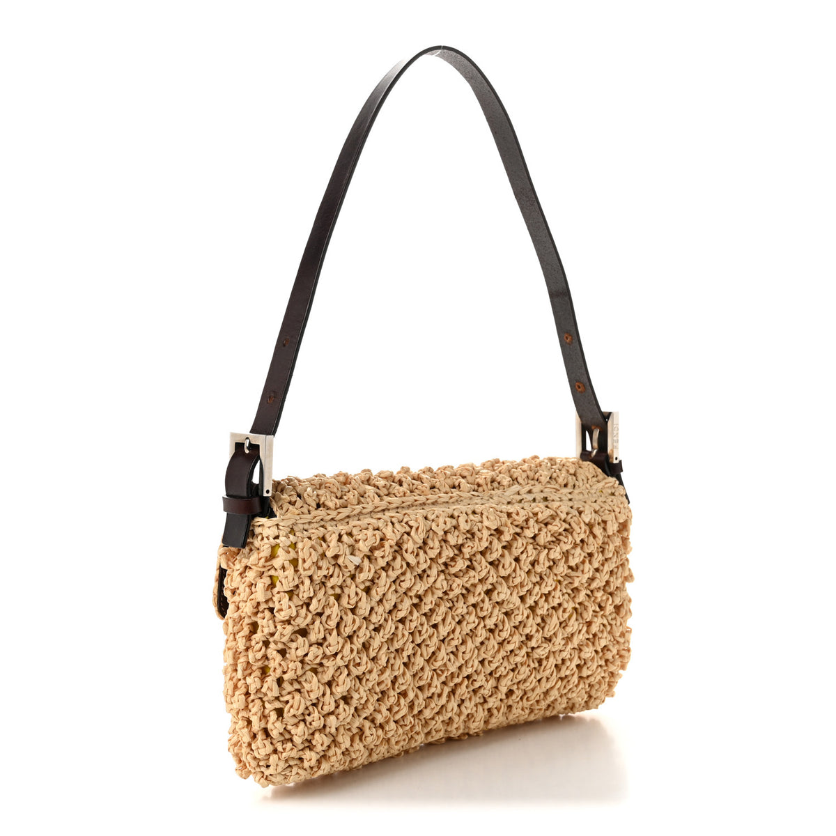 Fendi Woven Straw Baguette Beige Brown 3 of 9