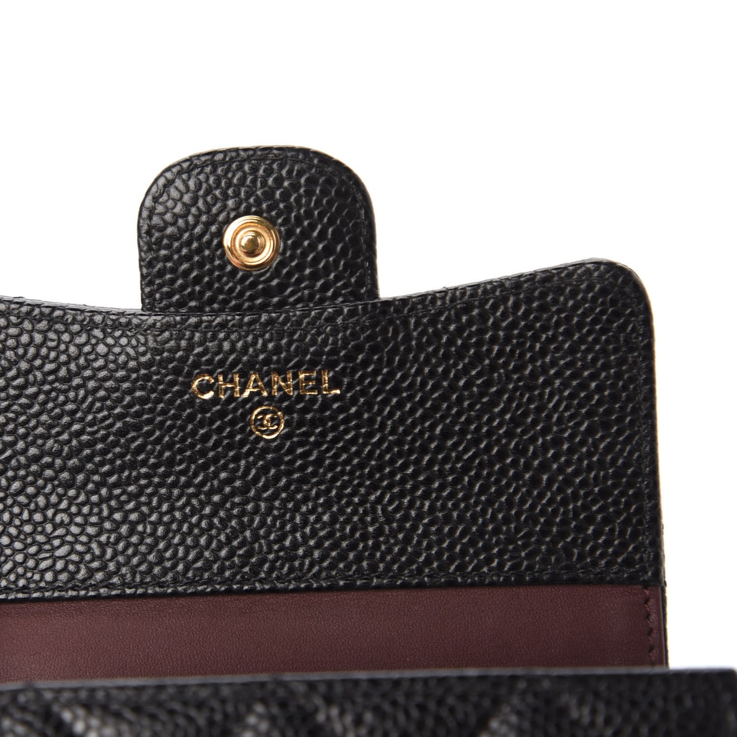 Caviar Quilted Compact Flap Wallet Black