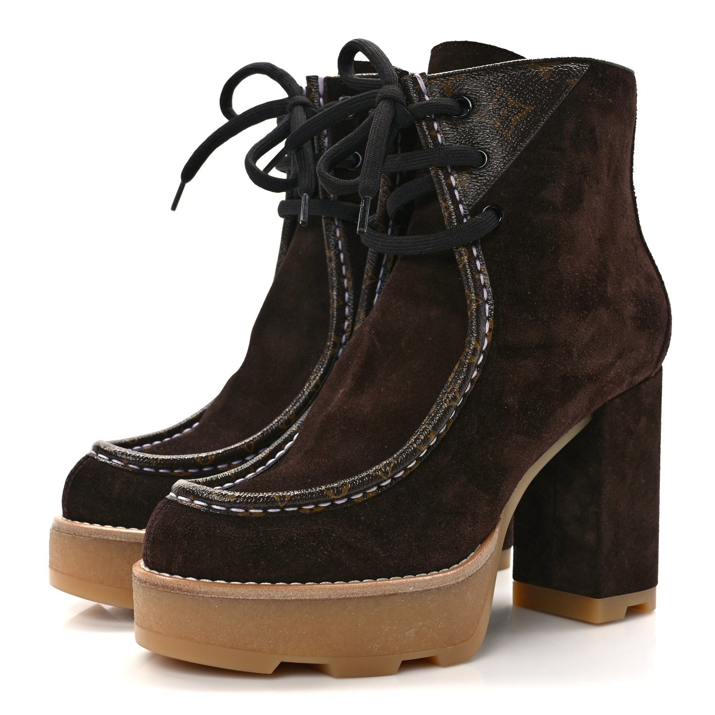 Suede Monogram Beaubourg Ankle Boots 39 Marron