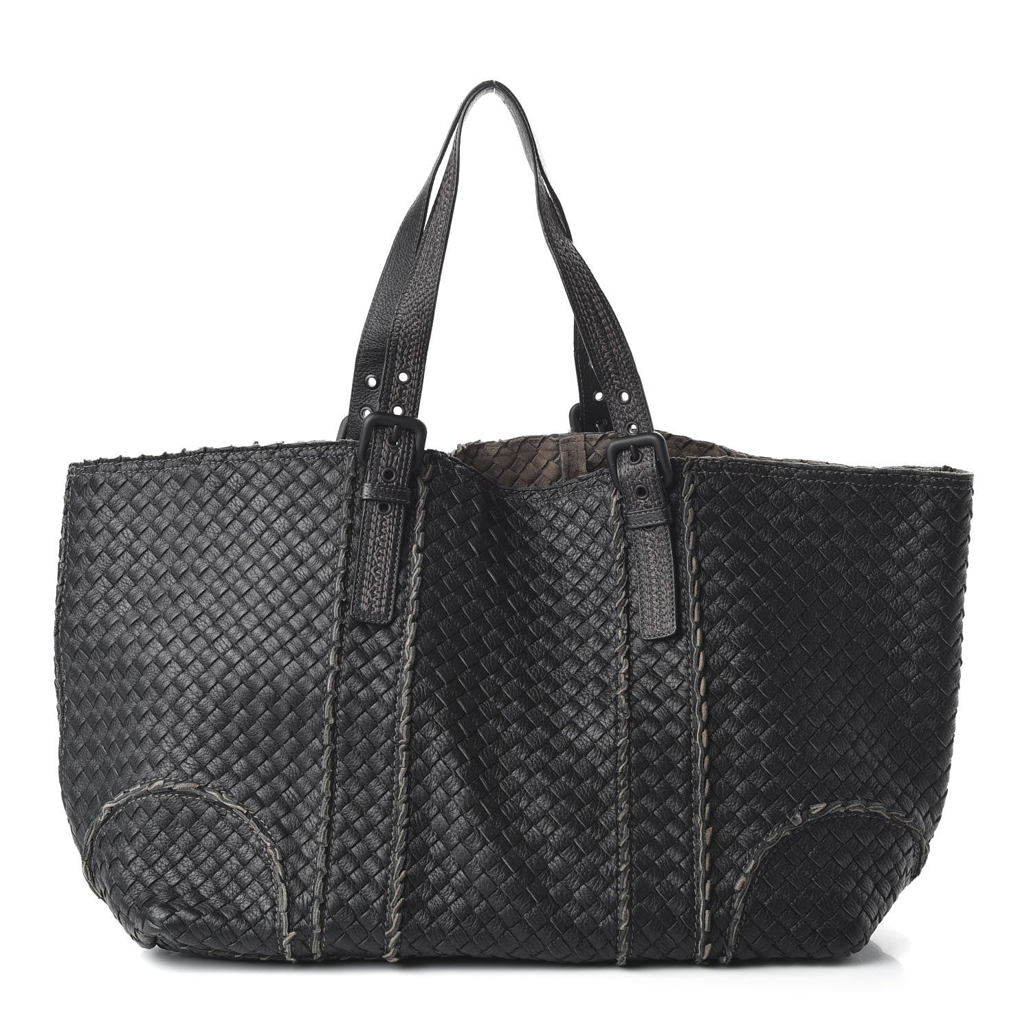 Bottega Veneta Cervo Intrecciato Large Shopping Tote Black 1 of 9