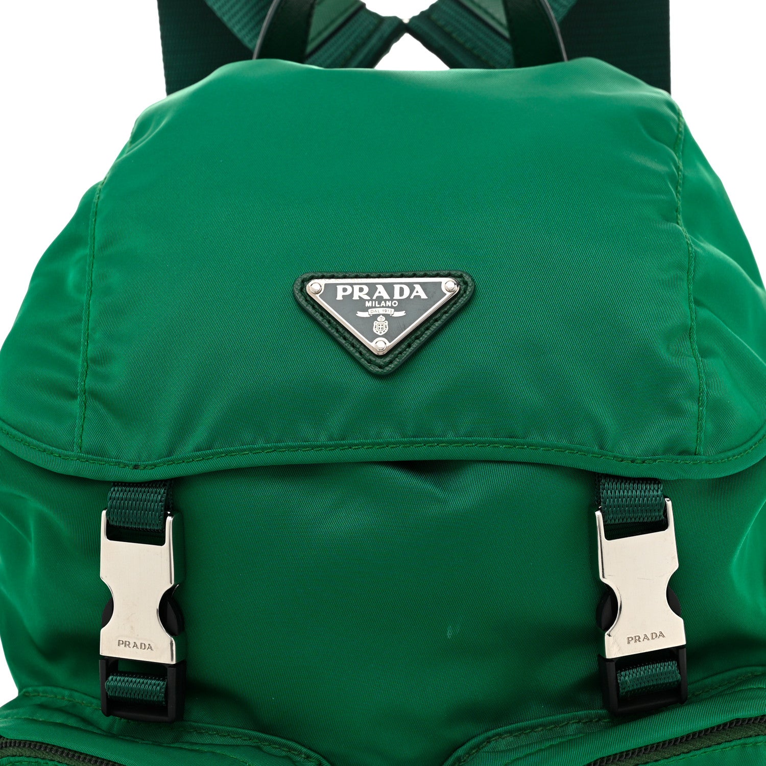 Prada Nylon Vela Saffiano Double Buckle Backpack Oleandro 8 of 11