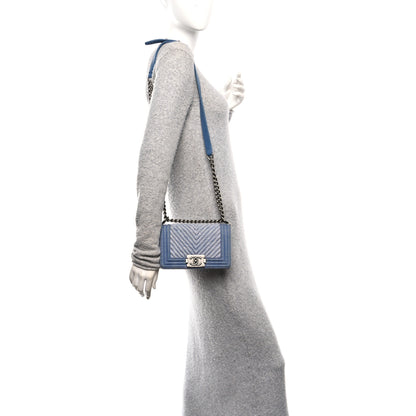 Chanel Denim Chevron Small Boy Flap Light Blue 2 of 10